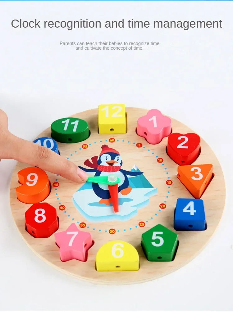 Kids Wooden Clock Learning Toy