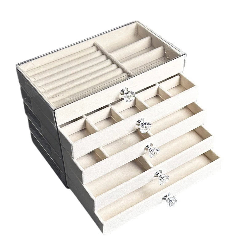 5-Layer Flannel Jewelry Box with Drawer