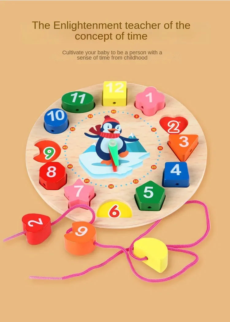 Kids Wooden Clock Learning Toy