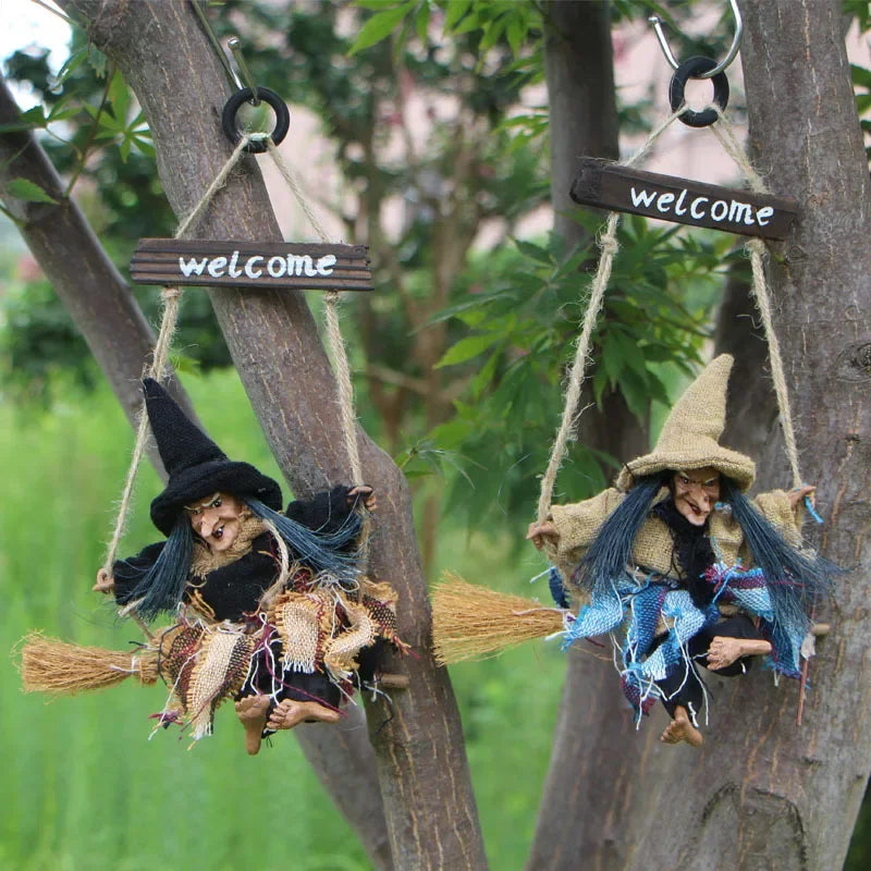 Halloween Swinging Witch Welcome Sign