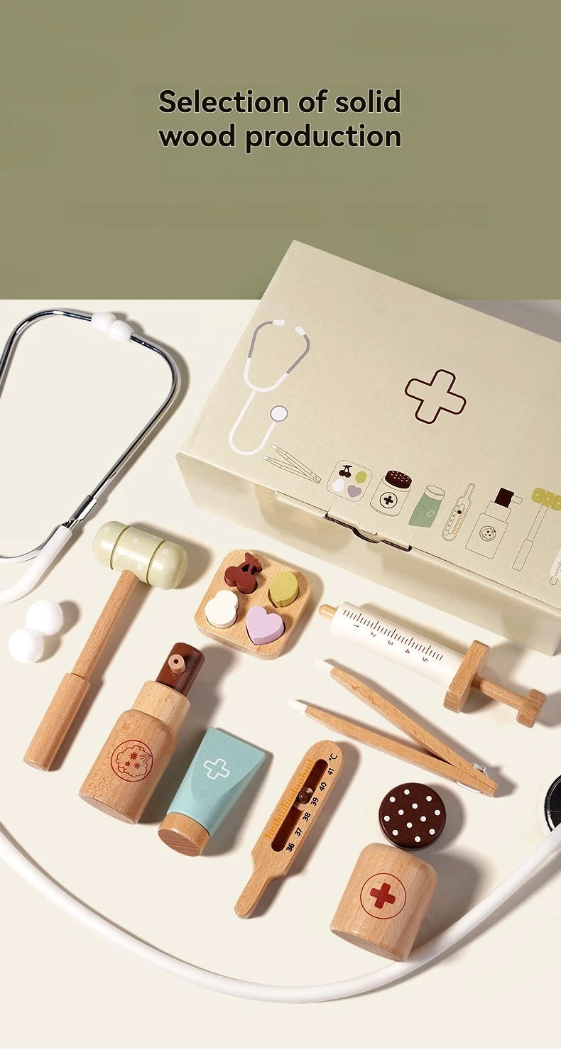 Kids Wooden Doctor Pretend Play Set