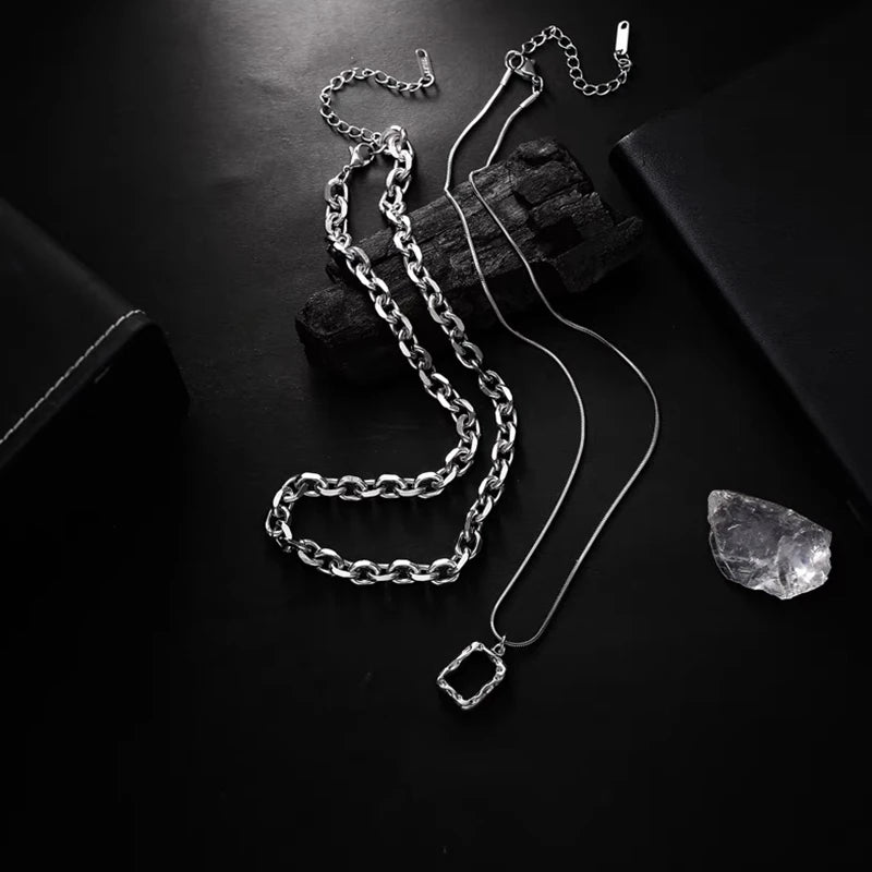 Double Link Layered Chain Necklace