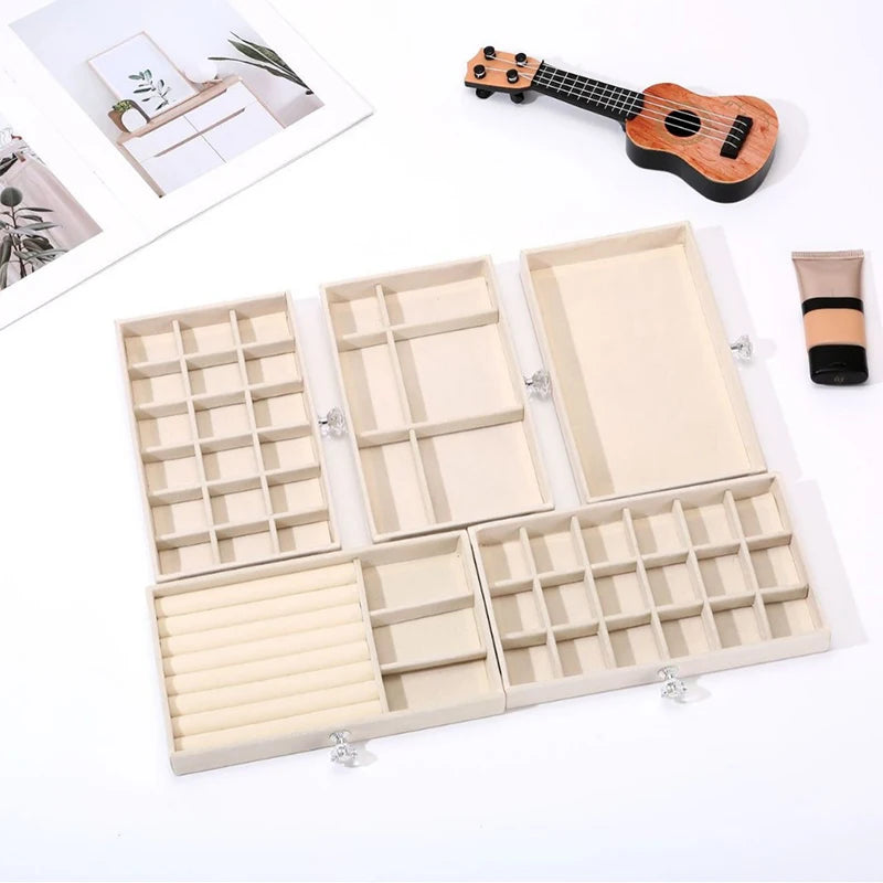 5-Layer Flannel Jewelry Box with Drawer