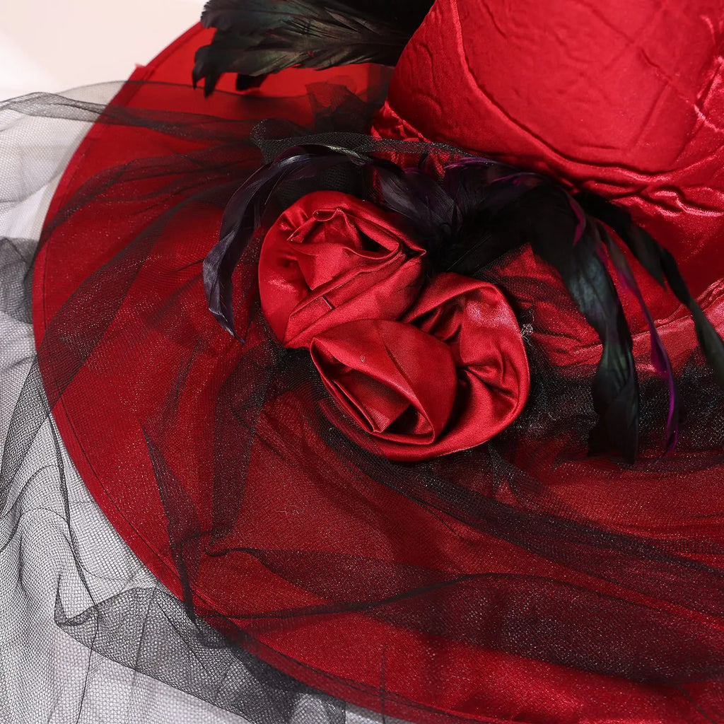 Halloween Rose & Veil Witch Hat