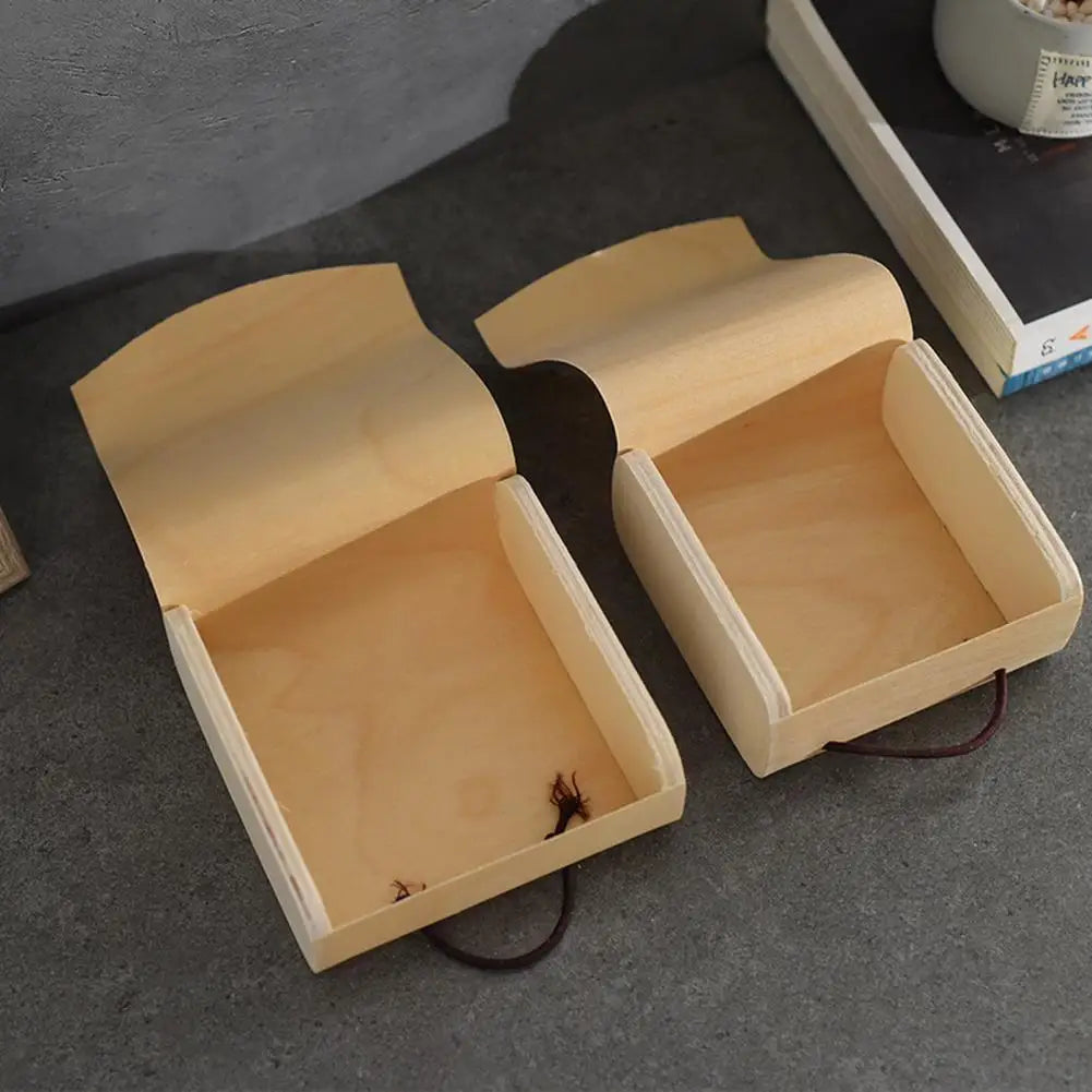 Wood Jewelry Box with Lid & Gold Lock