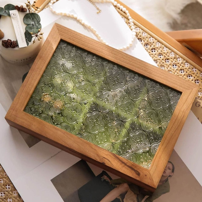 Glass Jewelry Storage Box with Dustproof Cover