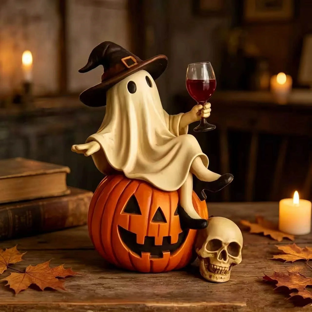 Halloween Ghost & Pumpkin Figurine