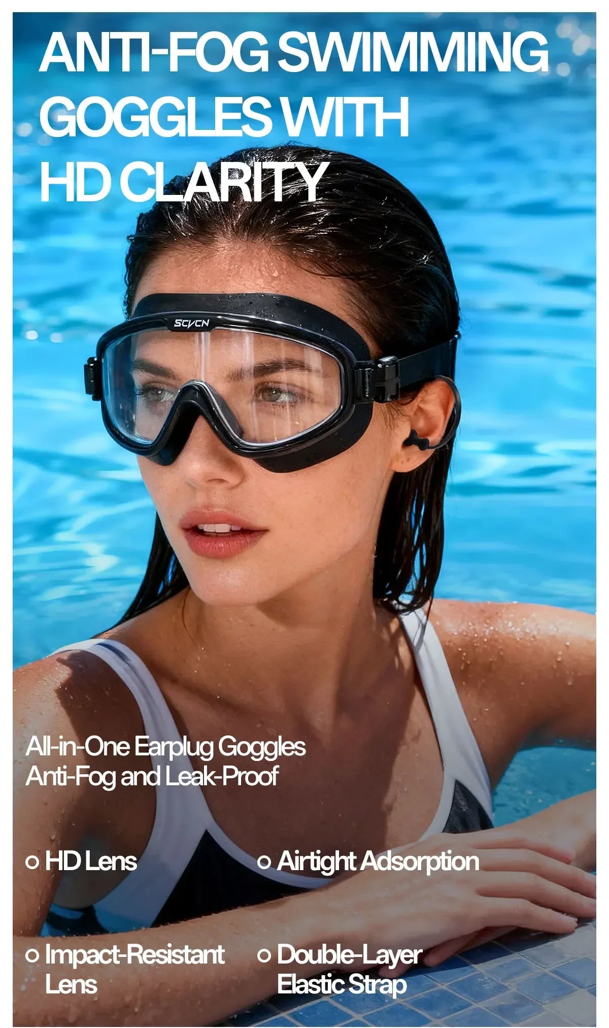 SCVCN Anti-Fog Swimming Goggles