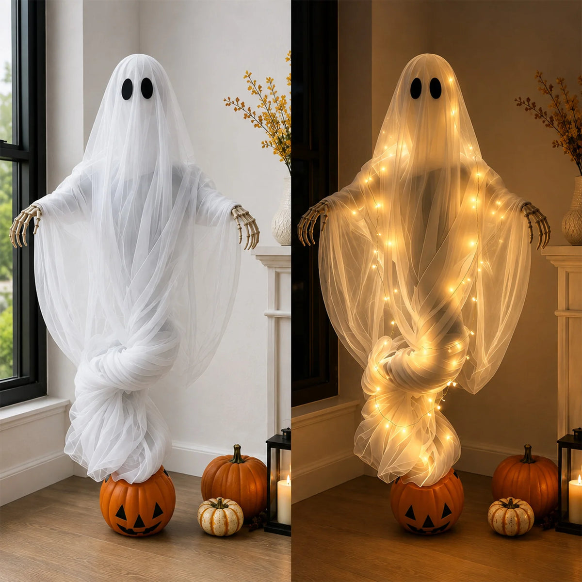 Halloween Light-Up Ghost & Pumpkin Decoration