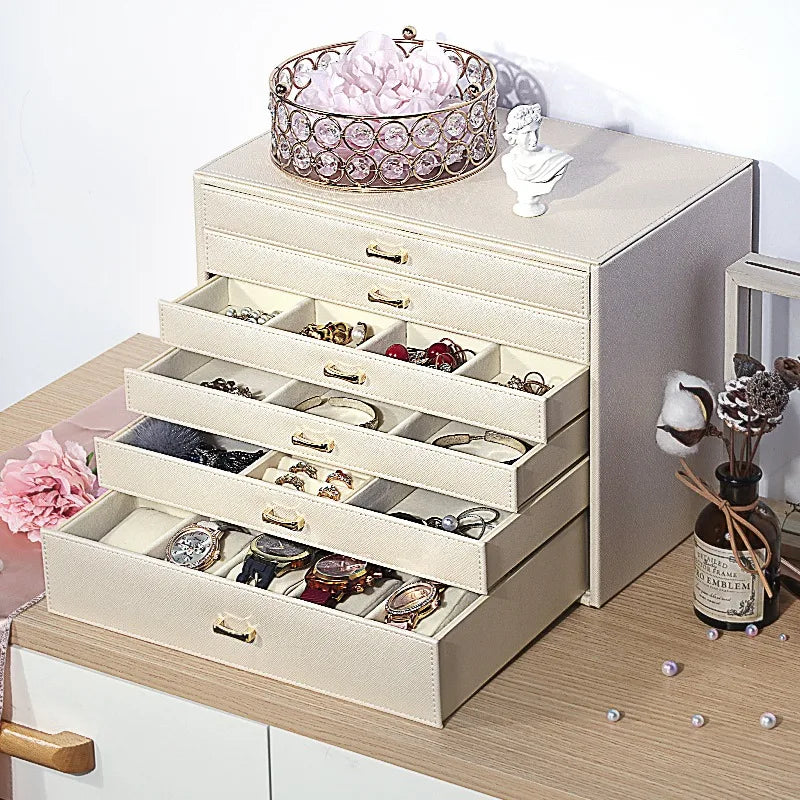 Large Leather Jewelry Storage Box