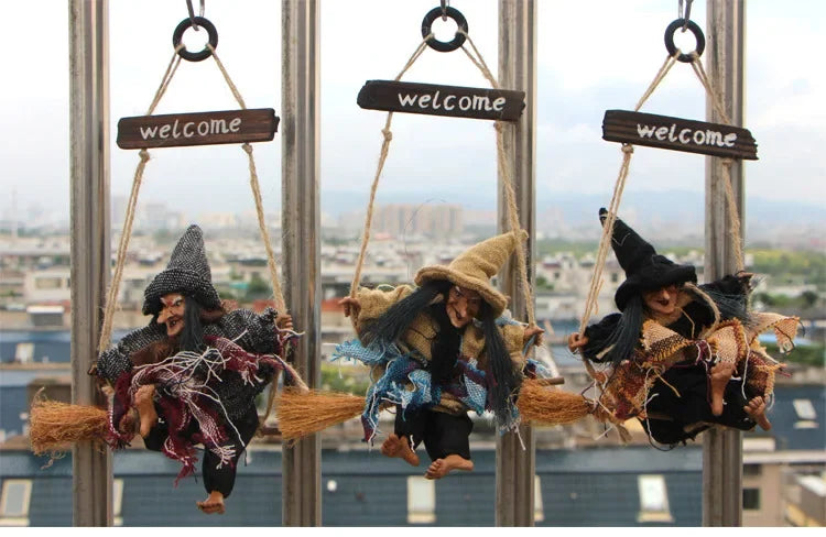 Halloween Swinging Witch Welcome Sign