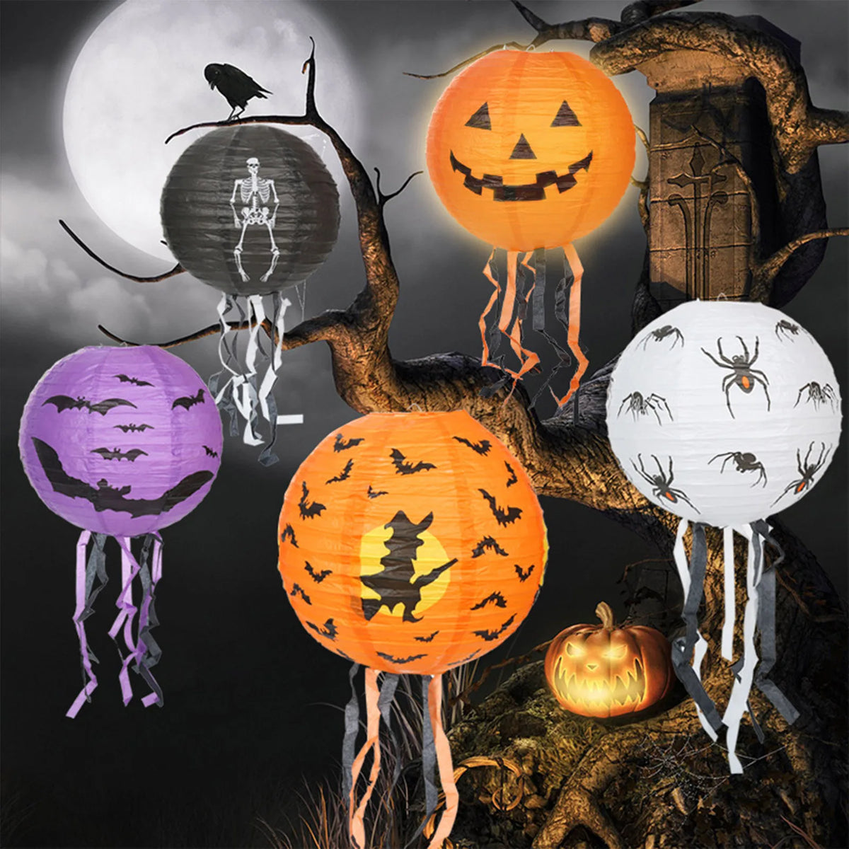Halloween Paper Lantern with Streamers