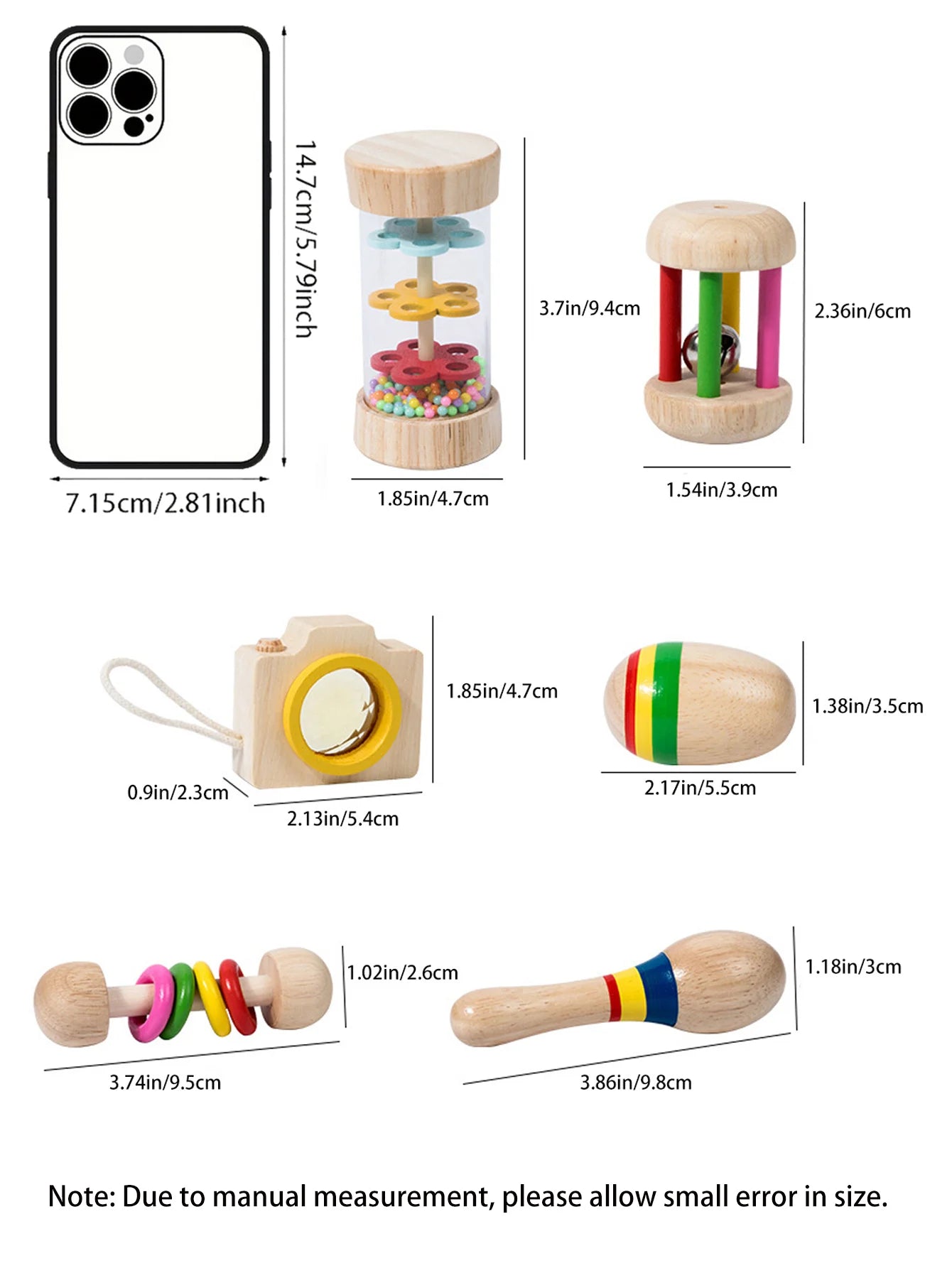 6-Piece Kids Rattle Wooden Musical Toy Set