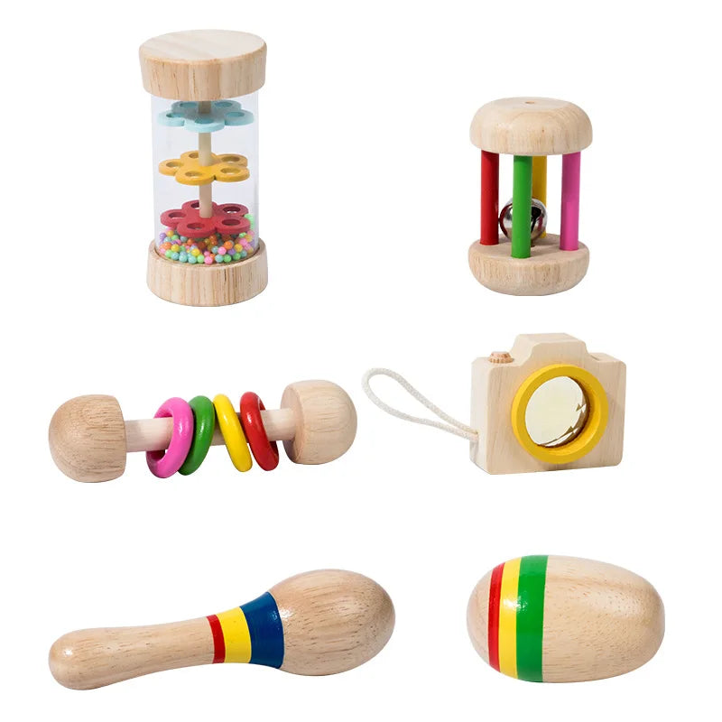 6-Piece Kids Rattle Wooden Musical Toy Set