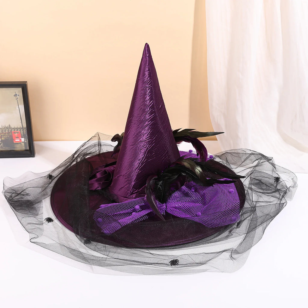 Halloween Rose & Veil Witch Hat