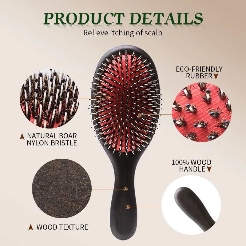 Boar Bristle Hair Brush - Detangle