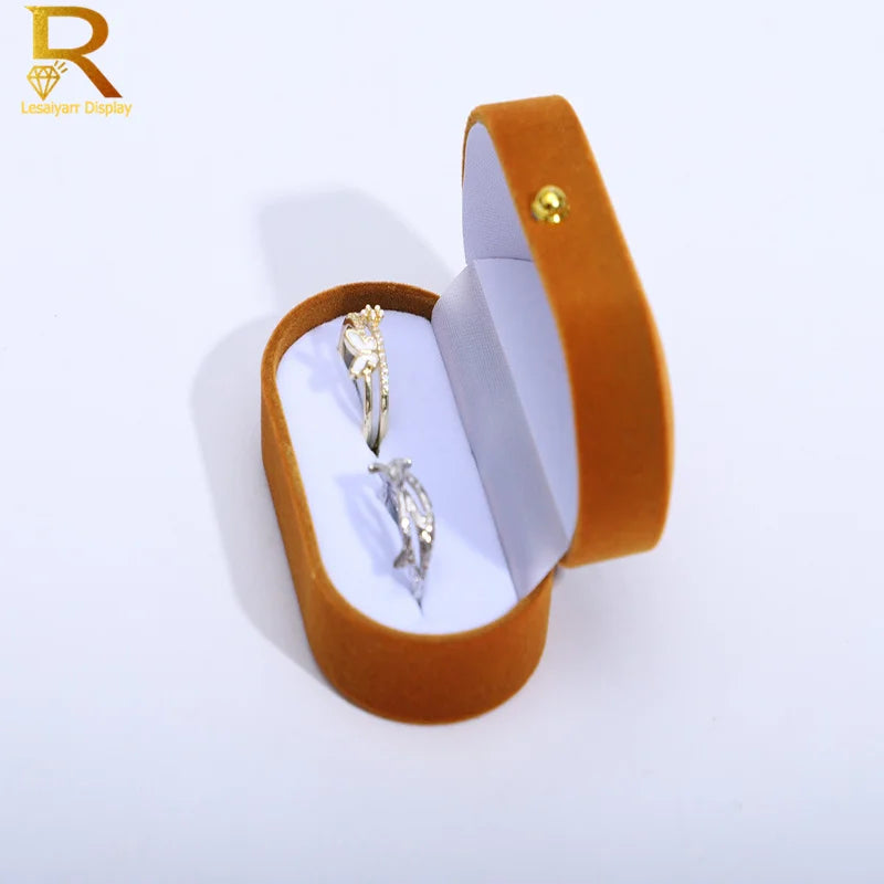 Velvet Jewelry Box – Double Ring Trinket Organizer