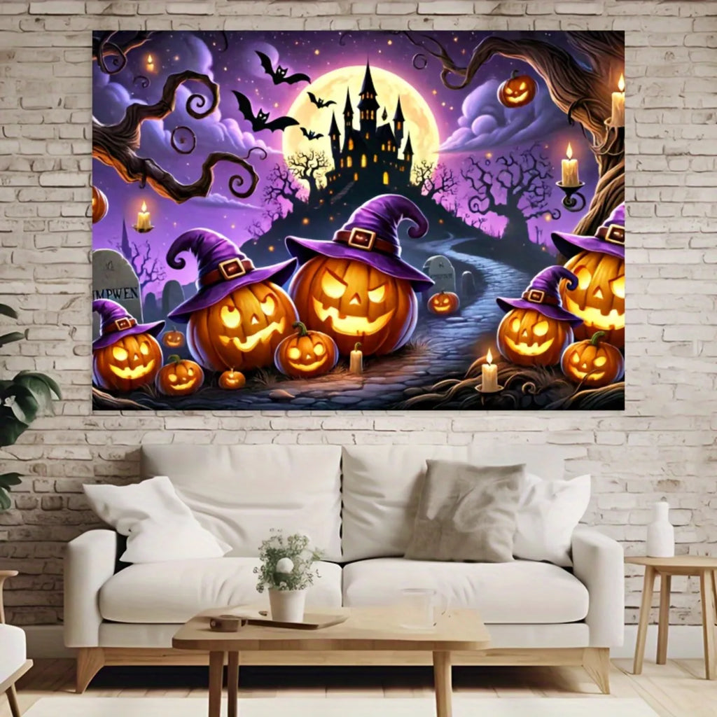 Halloween Pumpkin & Castle Backdrop