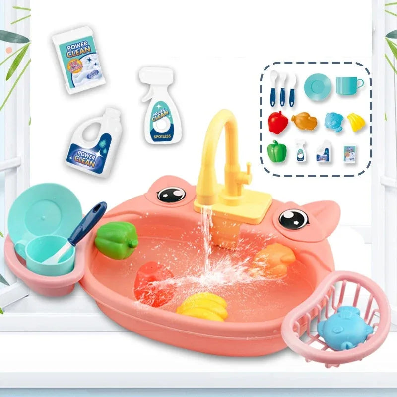 Kids Electric Kitchen Sink Play Set