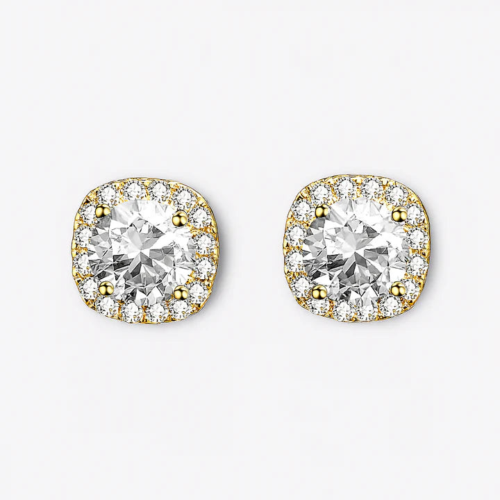 Square Moissanite Halo Earrings