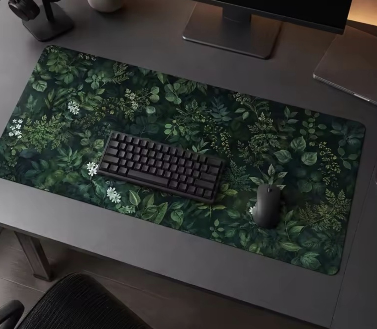 Dark Botanical Desk Mat
