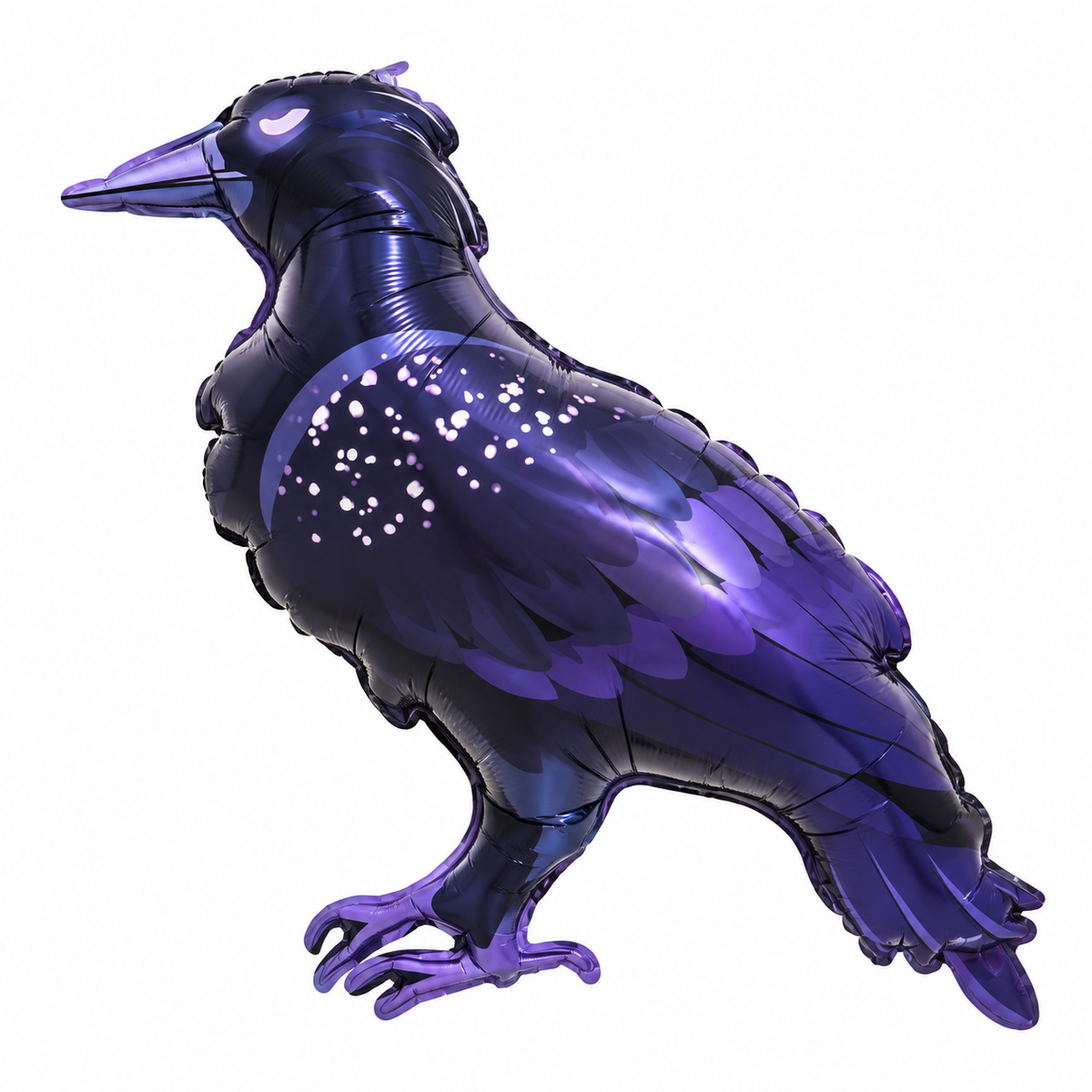 Halloween crow foil balloon on white background