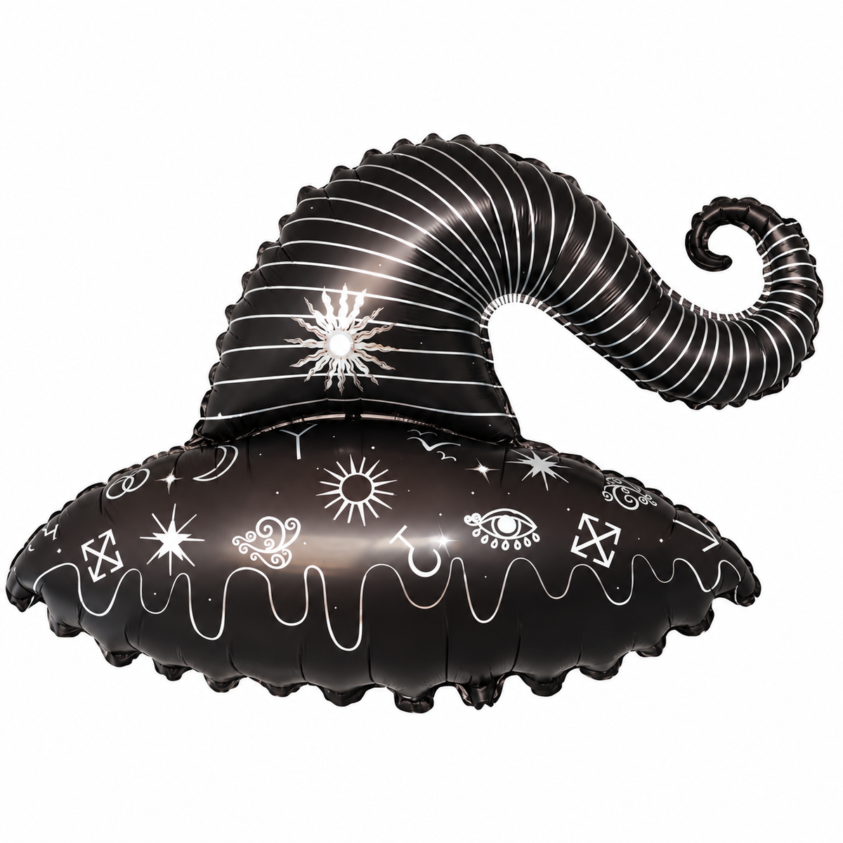 Halloween witch hat foil balloon on white background