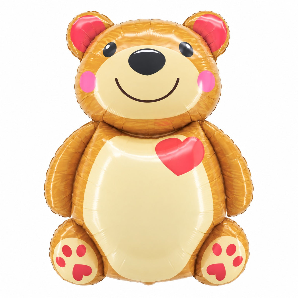 Golden teddy bear foil balloon with a red heart
